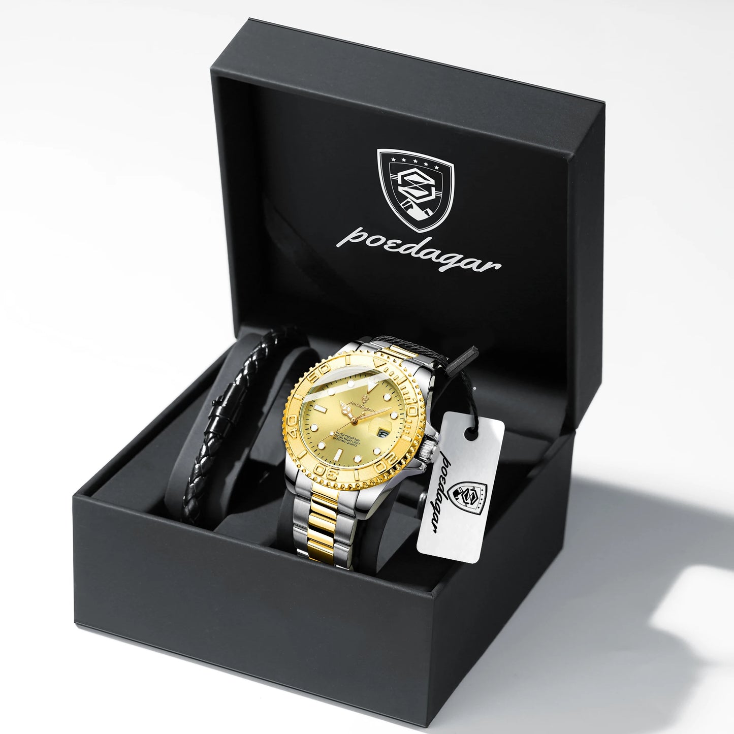 POEDAGAR Luxury Stainless Steel Date