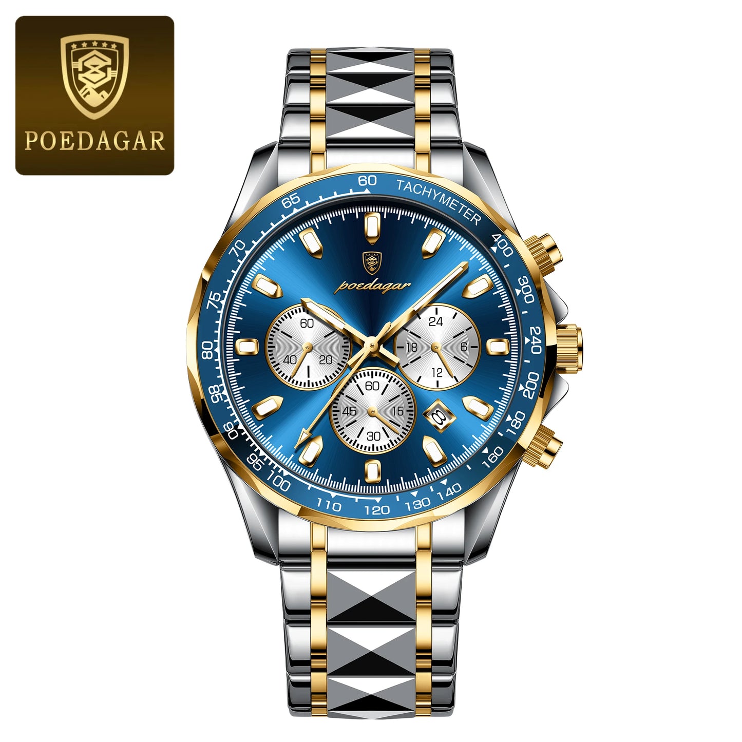 POEDAGAR Luxury Chronograph Date