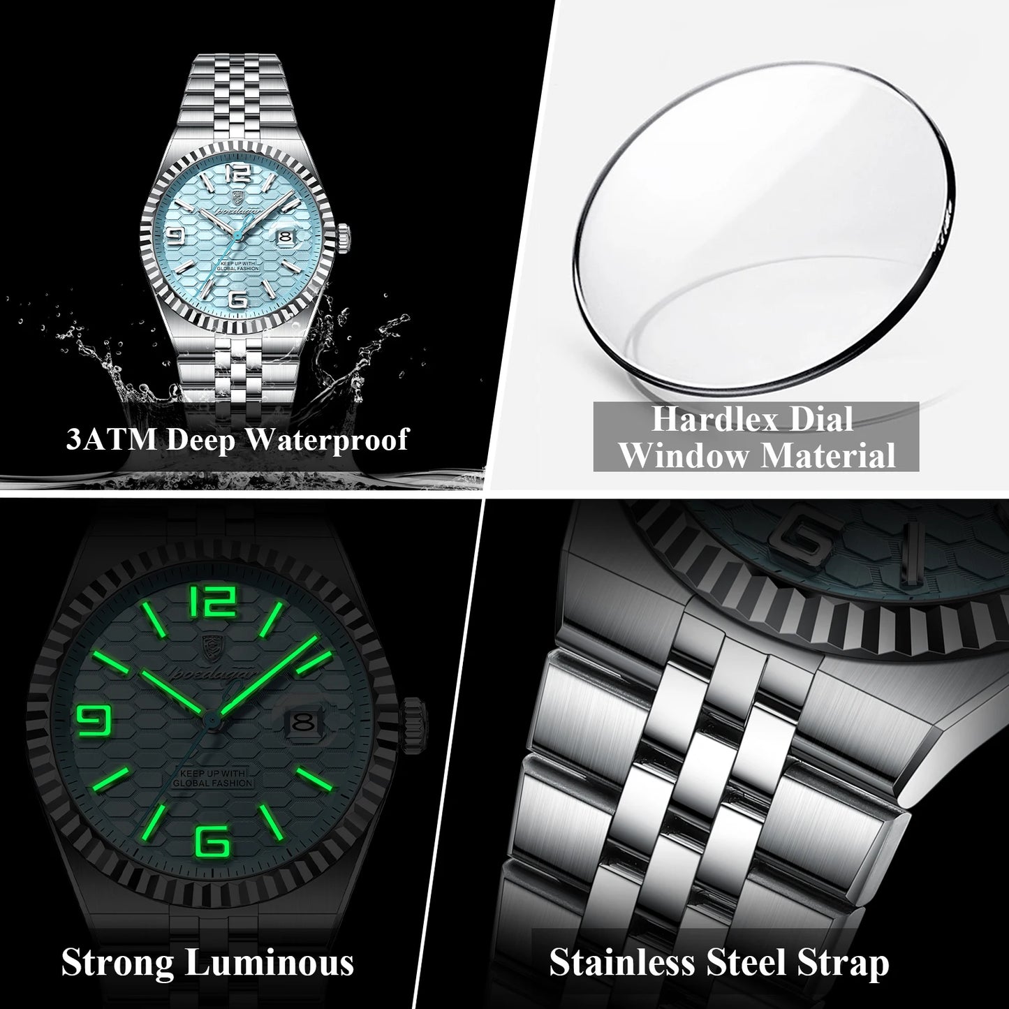 POEDAGAR luminous stainless steel calendar