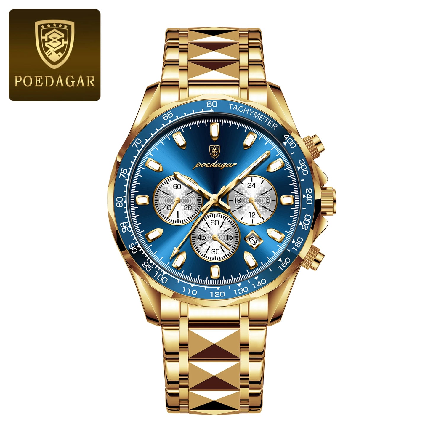 POEDAGAR Luxury Chronograph Date