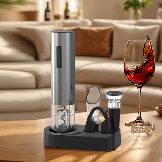 Electric Wine Opener Set – Rechargeable, Opens 90 Bottles Per Charge
