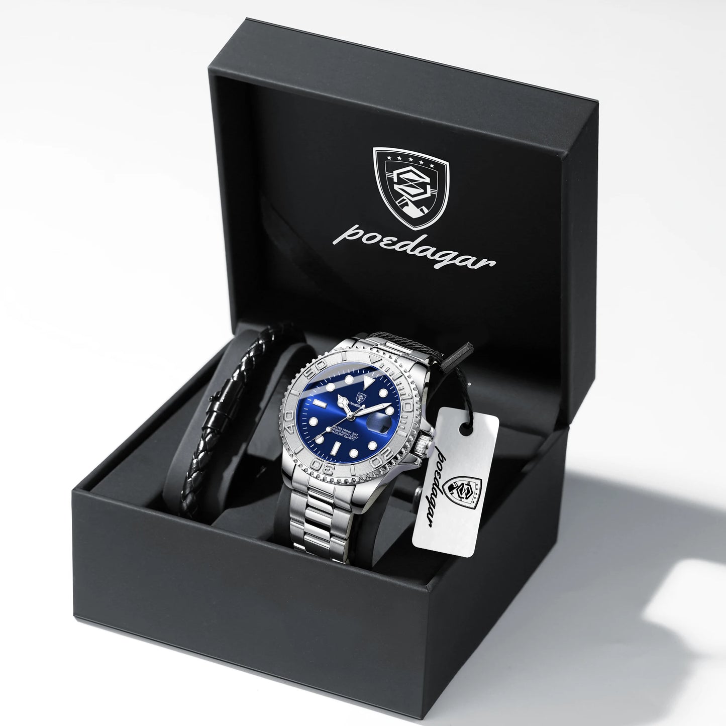 POEDAGAR Luxury  Stainless Steel Date