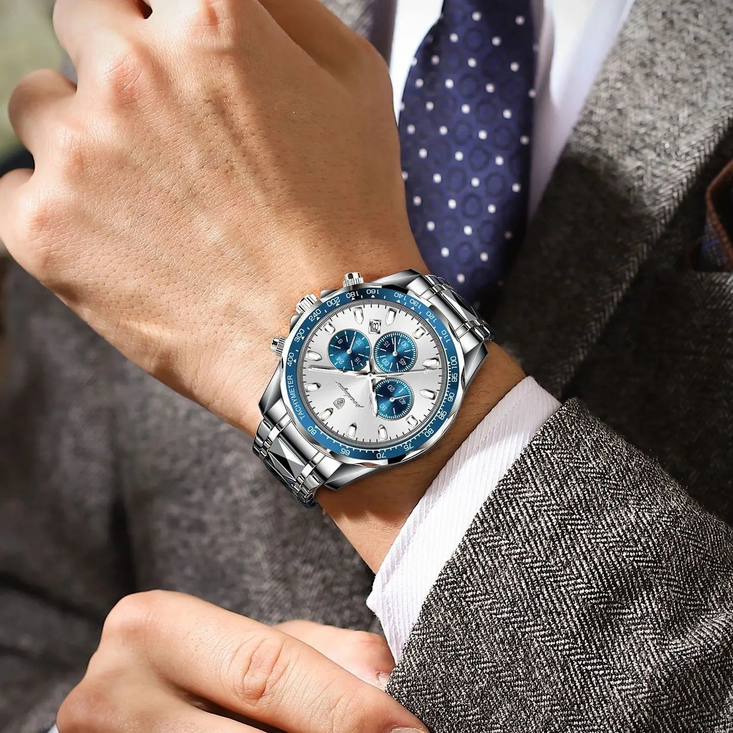 POEDAGAR Luxury Chronograph Date