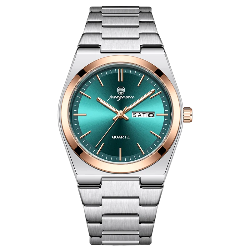 PAAZOMU Men's Quartz Watch – Chronograph, Date, Luminous, Stainless Steel, 3BAR