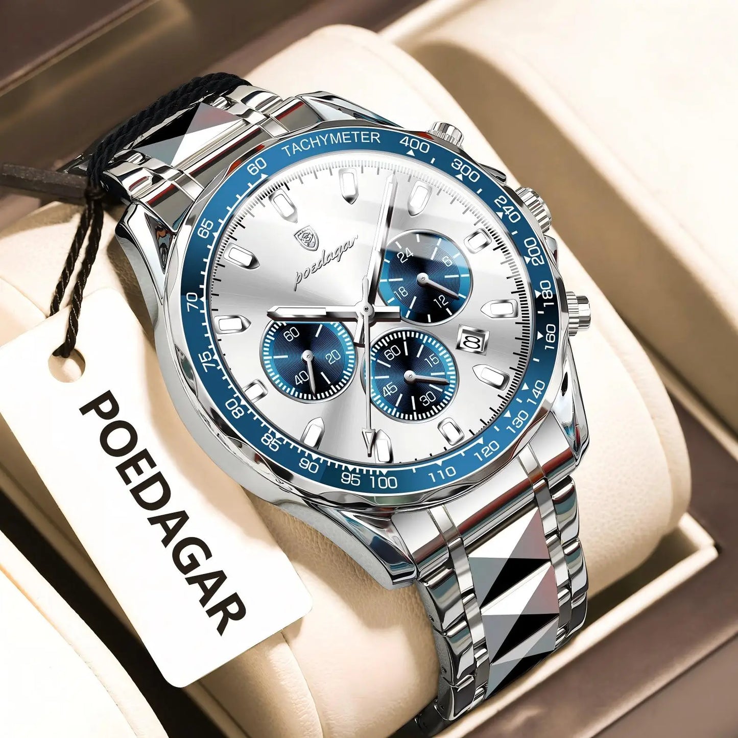 POEDAGAR Luxury Chronograph Date
