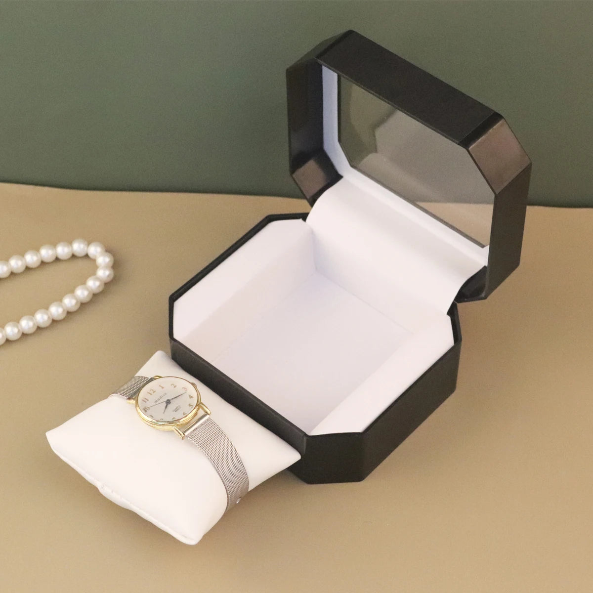 European Acrylic Watch Display & Storage Box – Single Watch Case, Black or White