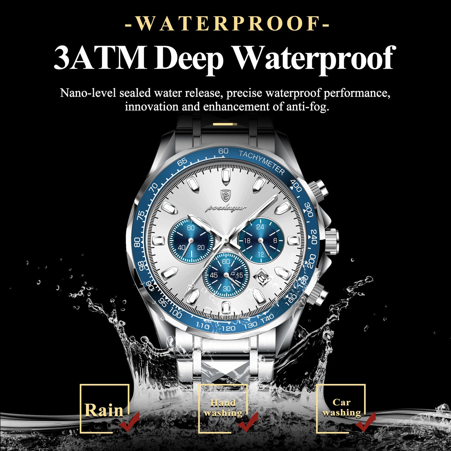 POEDAGAR Luxury Chronograph Date