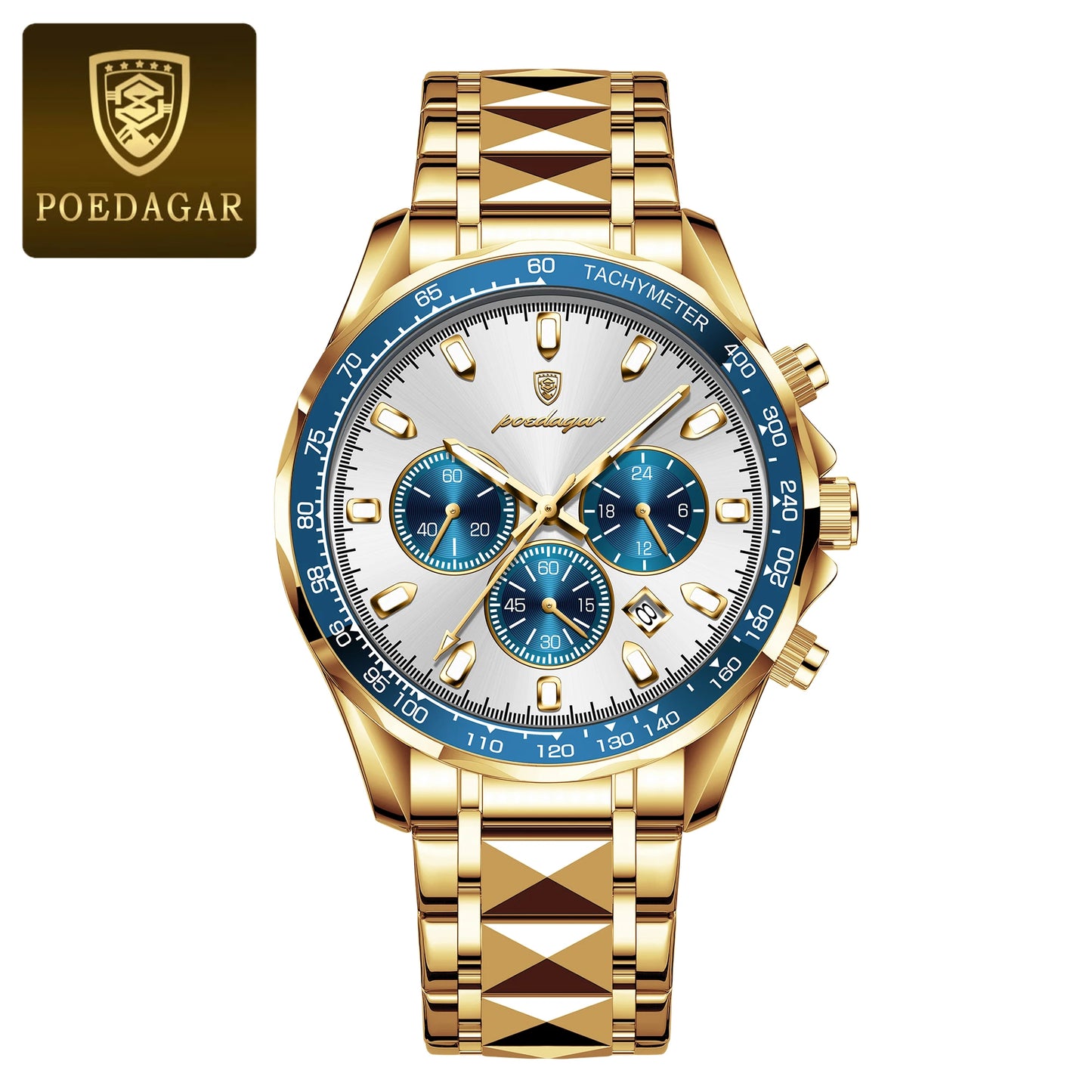 POEDAGAR Luxury Chronograph Date