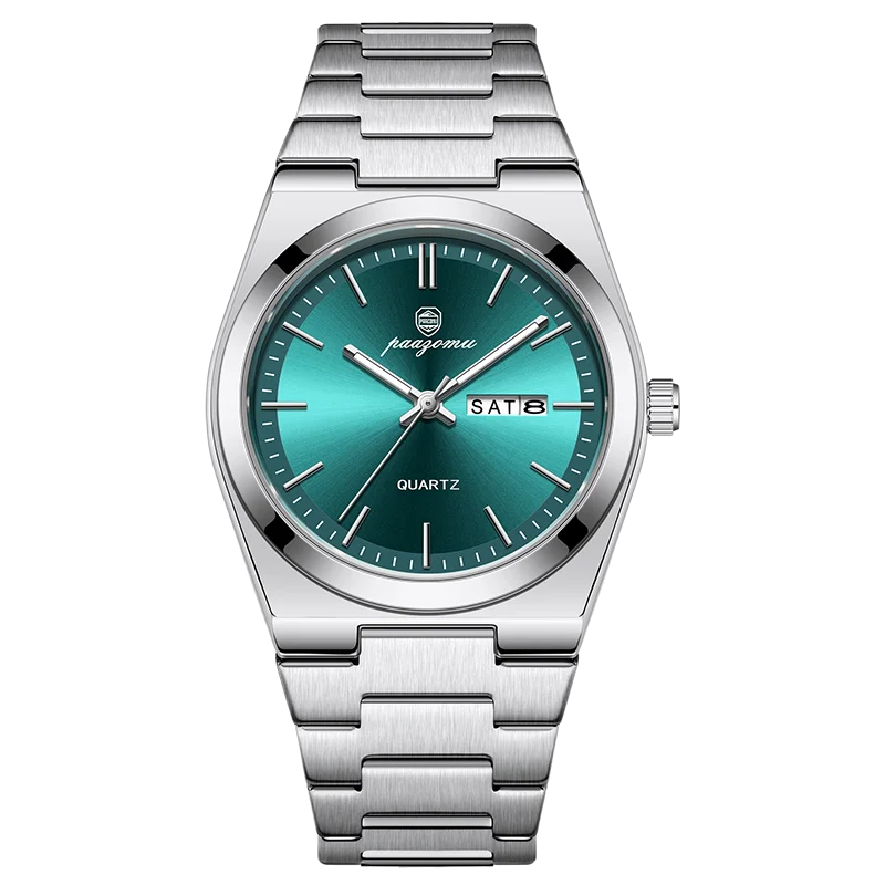PAAZOMU Men's Quartz Watch – Chronograph, Date, Luminous, Stainless Steel, 3BAR