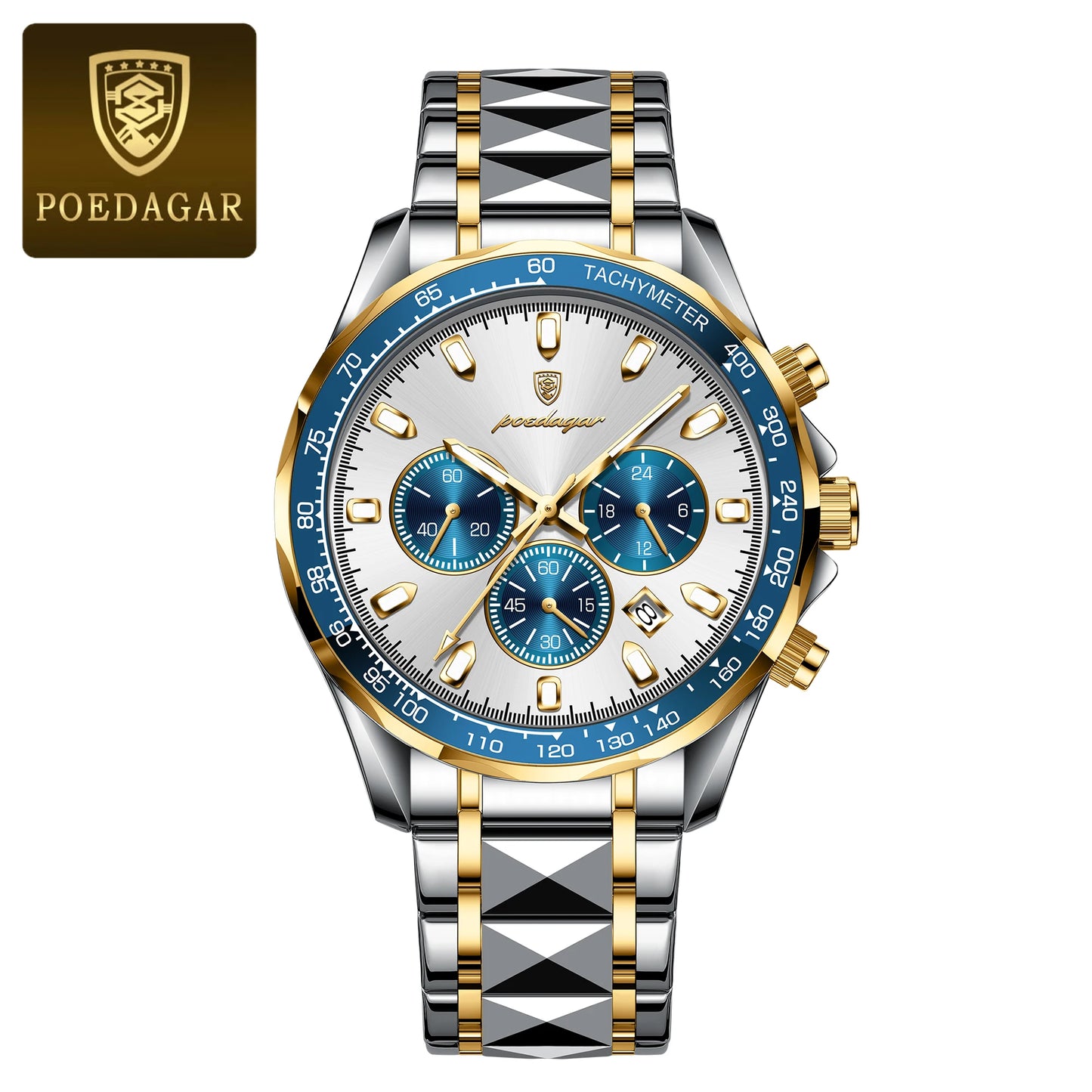 POEDAGAR Luxury Chronograph Date
