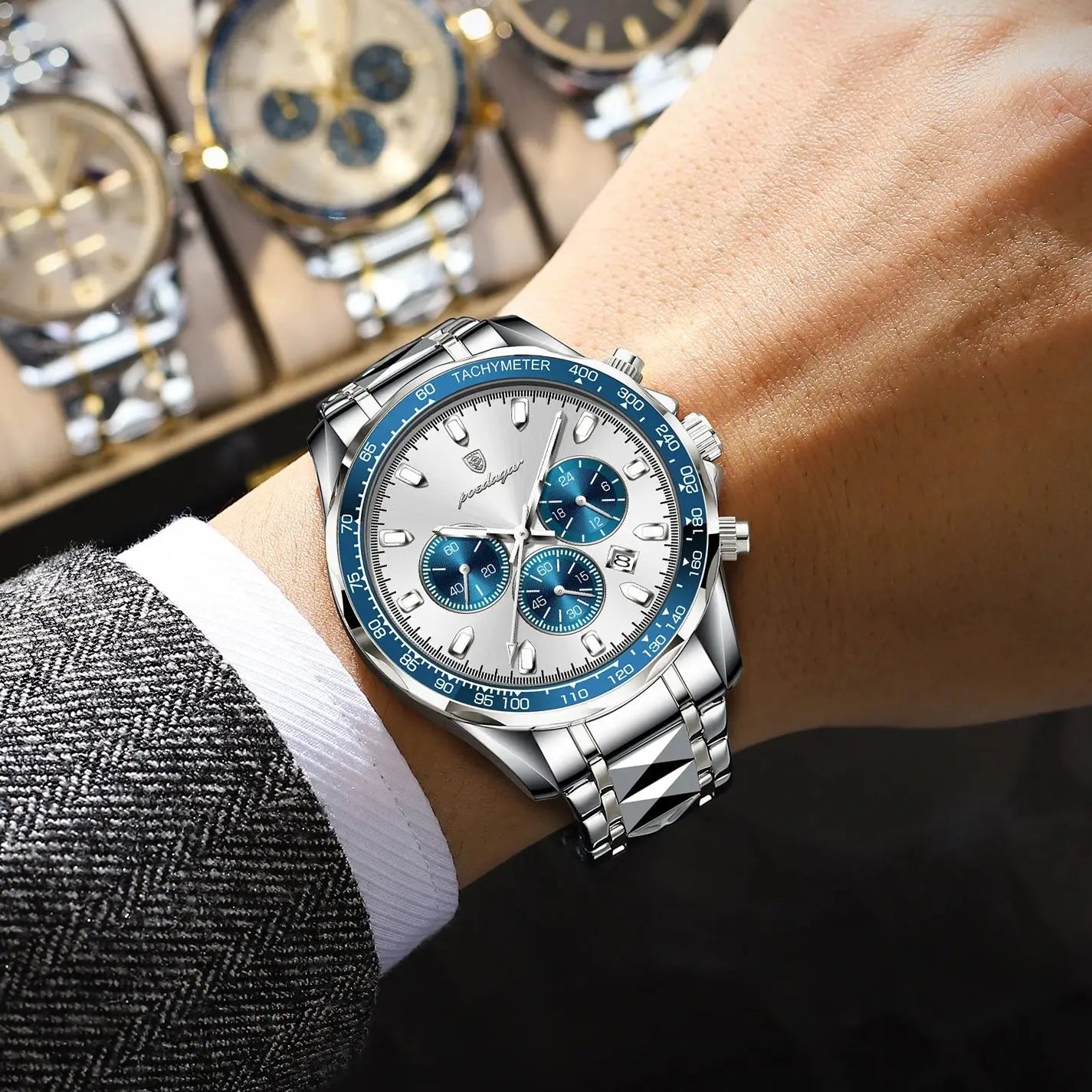 POEDAGAR Luxury Chronograph Date
