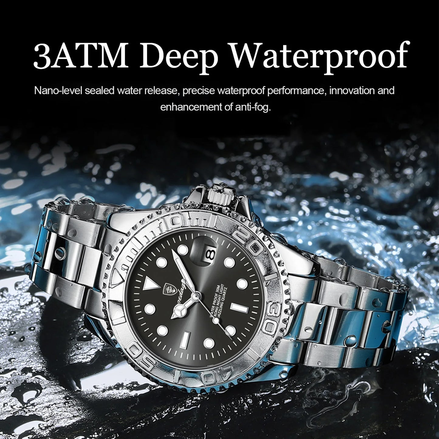 POEDAGAR Luxury  Stainless Steel Date