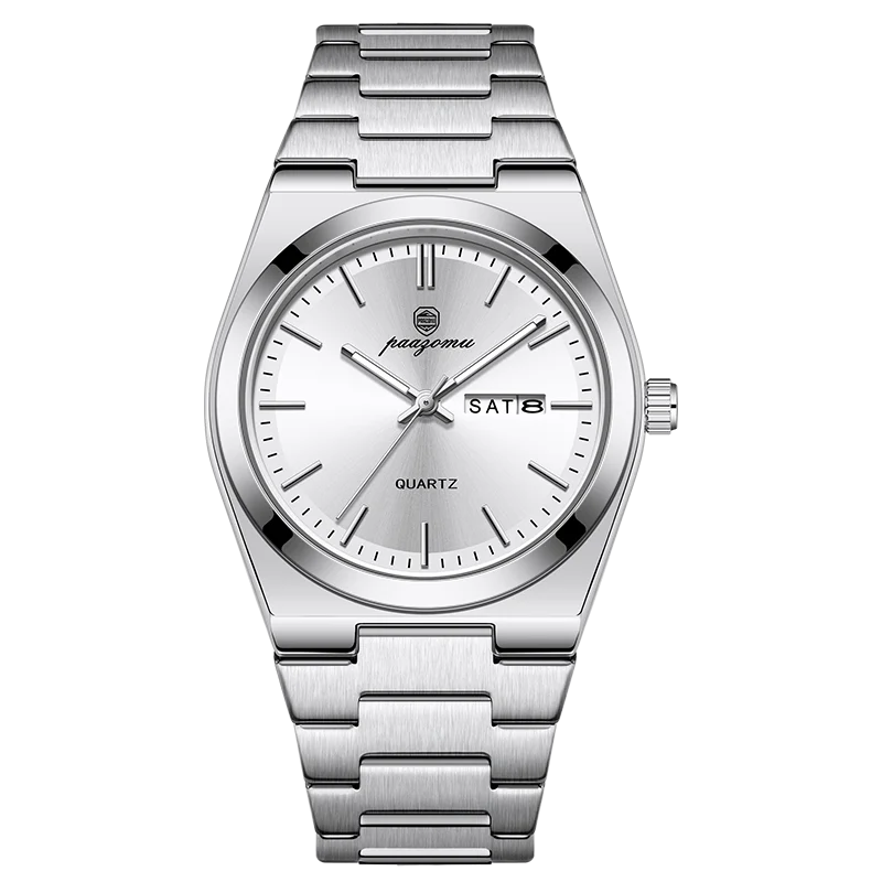 PAAZOMU Men's Quartz Watch – Chronograph, Date, Luminous, Stainless Steel, 3BAR