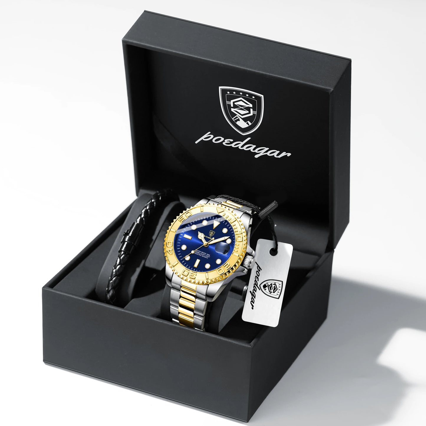 POEDAGAR Luxury  Stainless Steel Date
