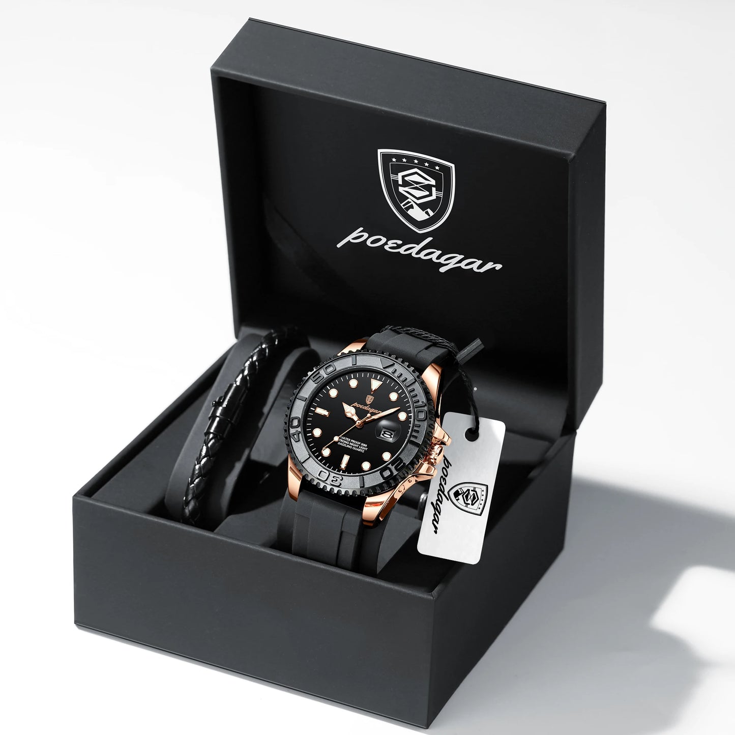 POEDAGAR Luxury  Stainless Steel Date
