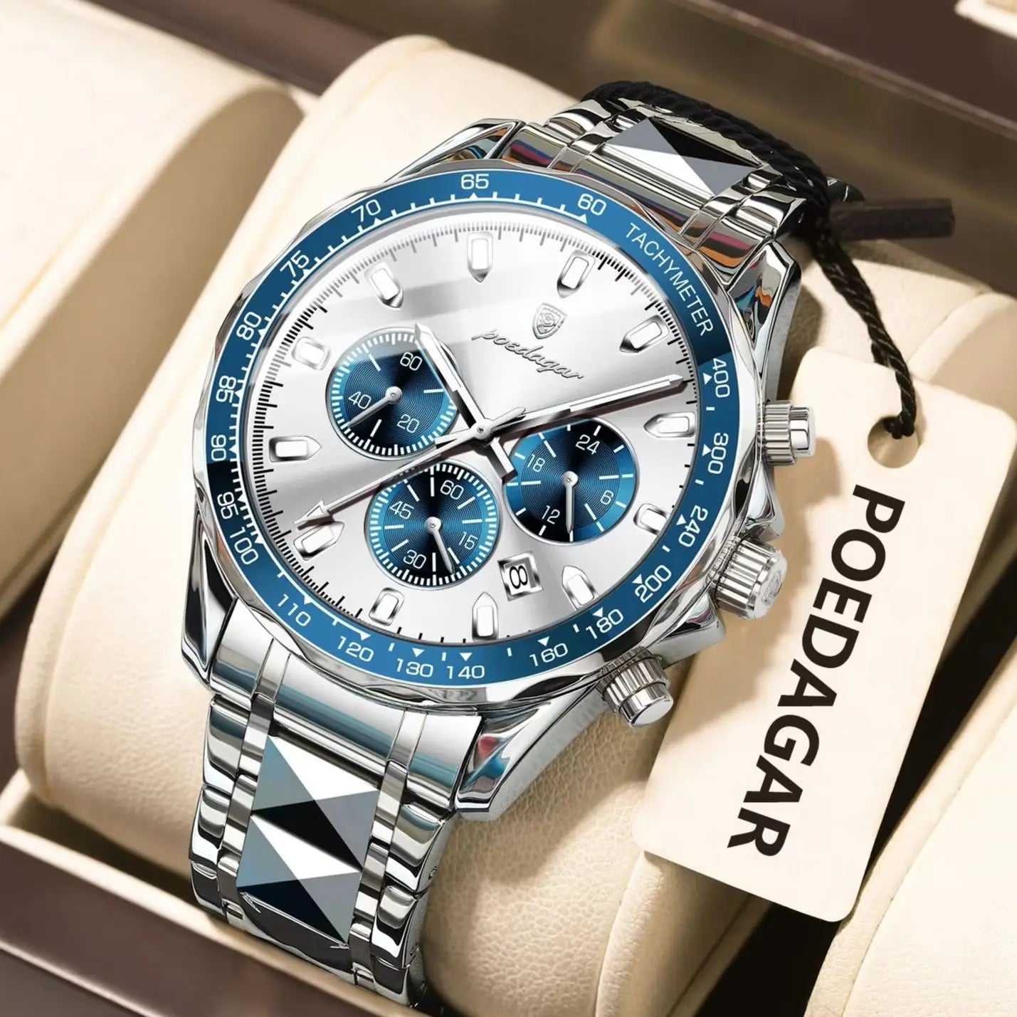POEDAGAR Luxury Chronograph Date