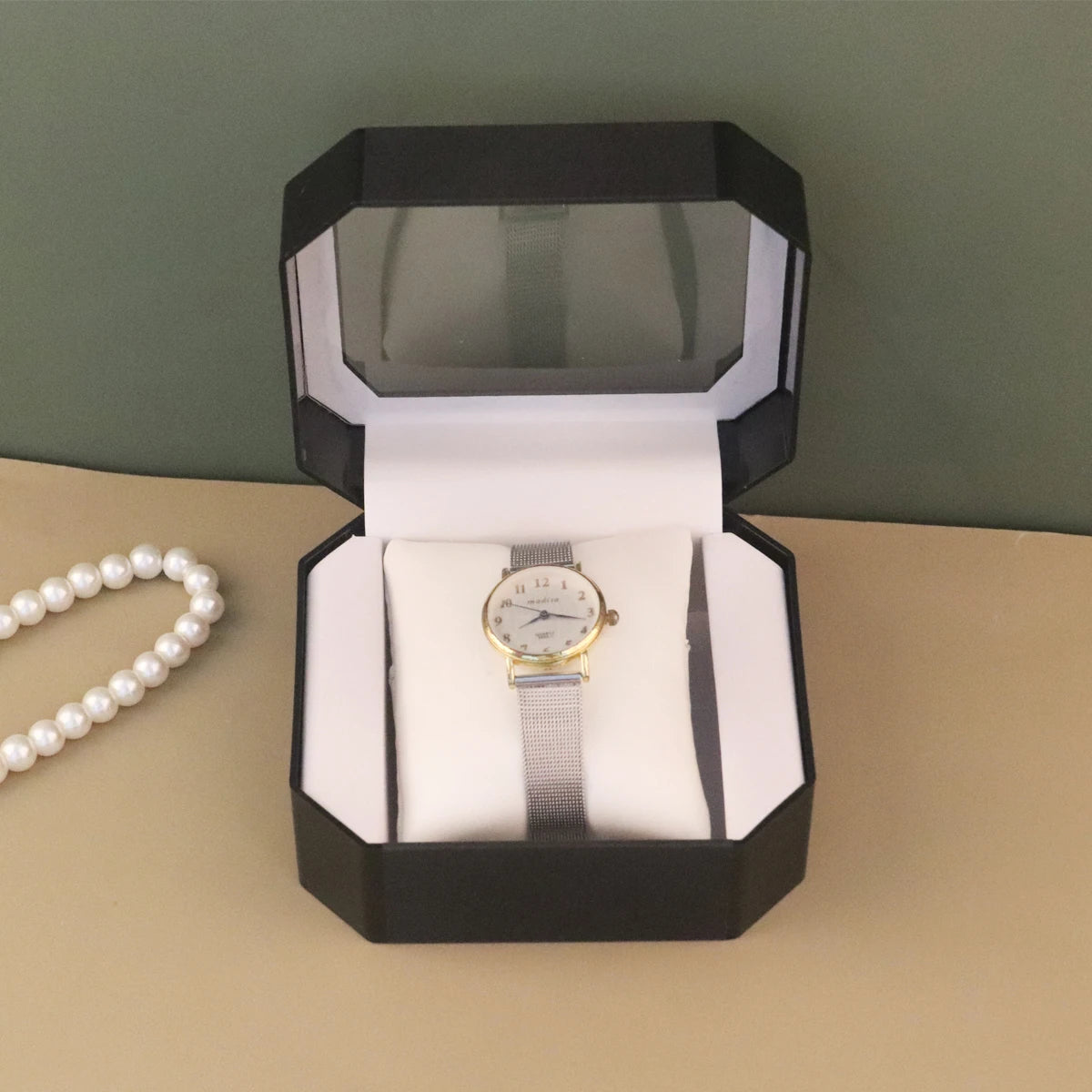 European Acrylic Watch Display & Storage Box – Single Watch Case, Black or White