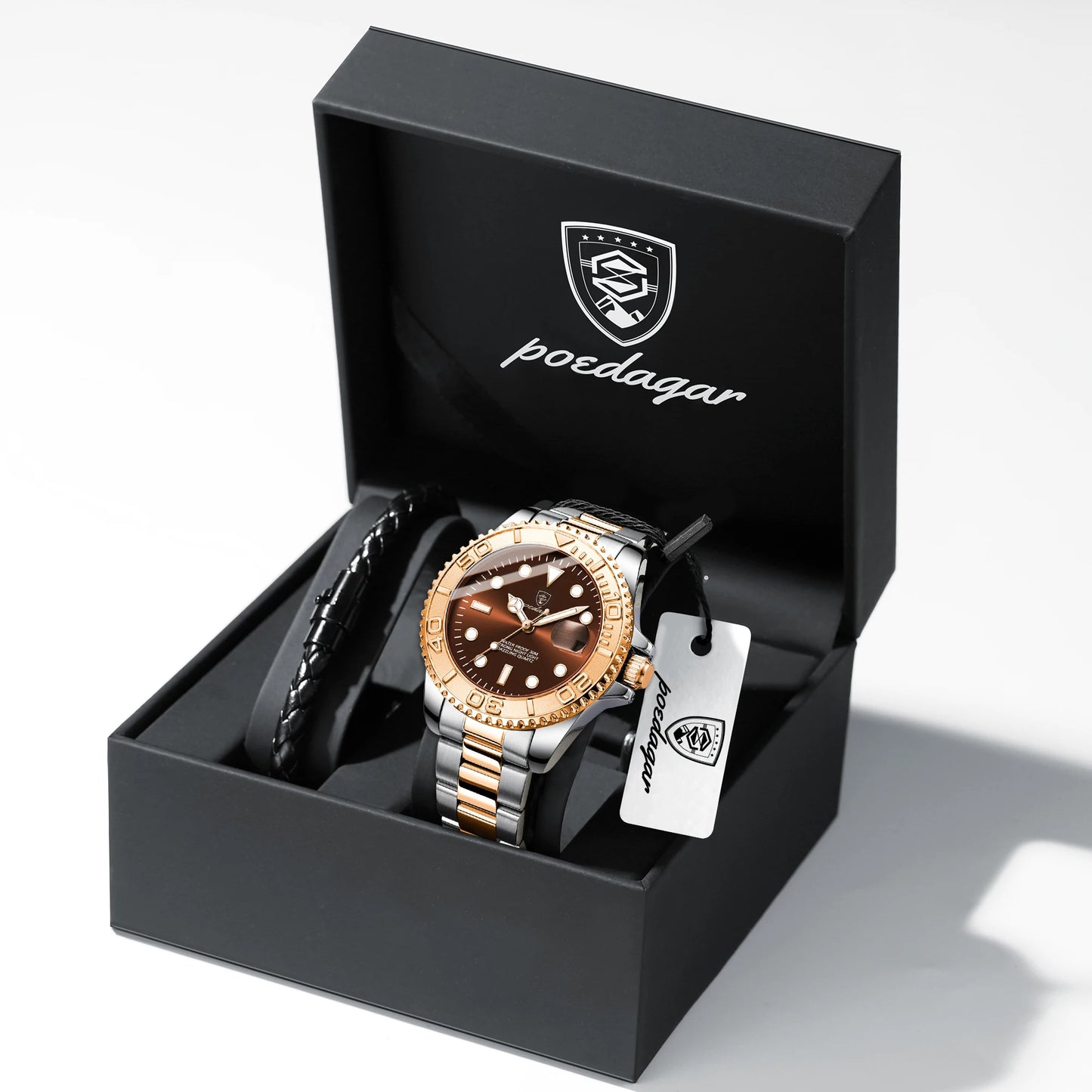 POEDAGAR Luxury  Stainless Steel Date